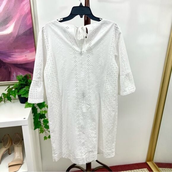 New J.Crew Flutter Sleeve Eyelet Dress in White Size 12 - Picture 9 of 14